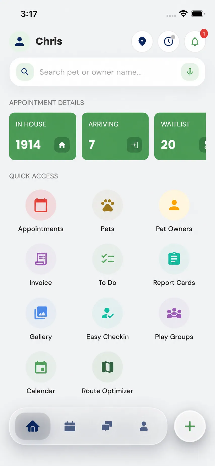 StaffApp+ for Kennels home screen