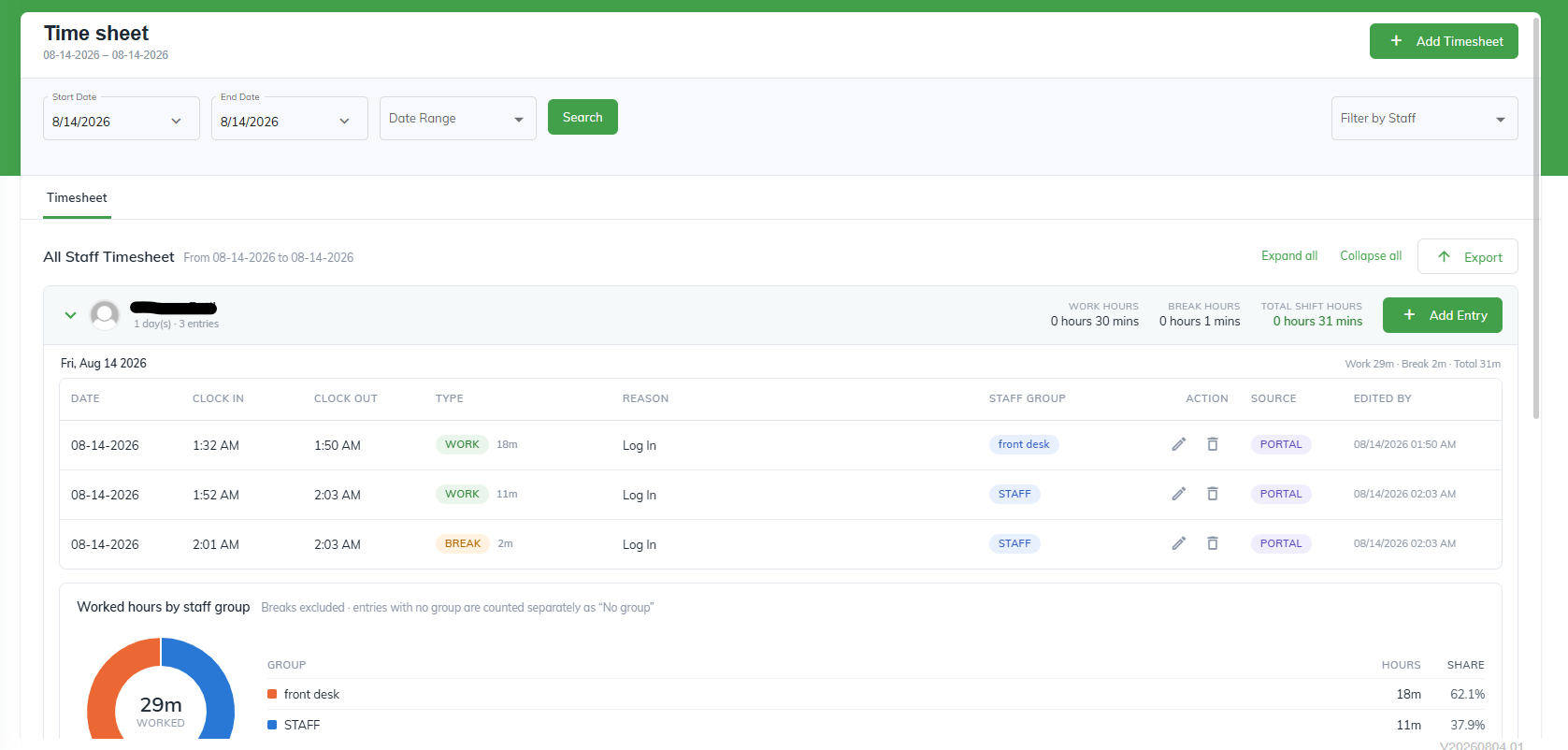 Group Type-Based Clock-In — Time Clock & Timesheet