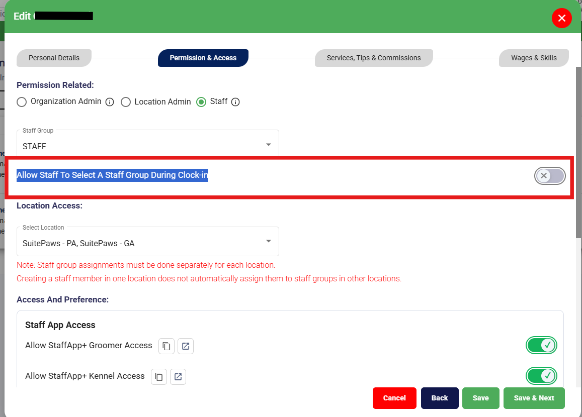 Group Type-Based Clock-In — Time Clock & Timesheet