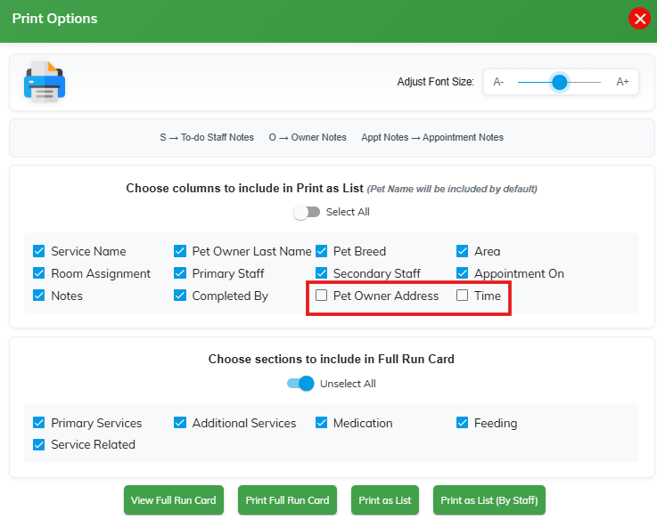 To-Do — Print as List: Address & Time Columns Added