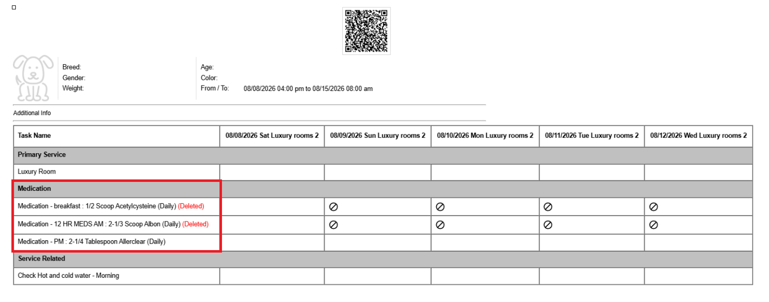 Show Deleted Medication on Run Card