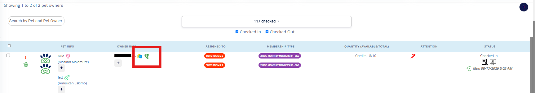 Easy access to message and call Pet Owners – MiniHub & LoyalVoice — Membership Status & Members In House
