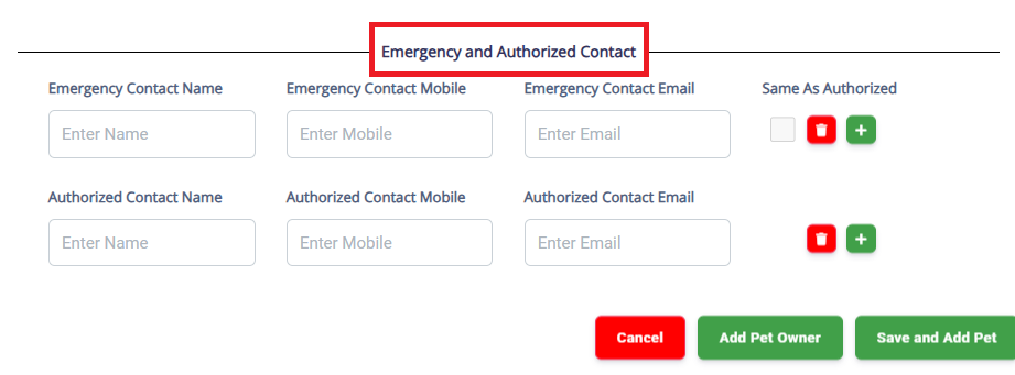 Mandatory Required Fields for Pet Owner & Pet Creation — Portal