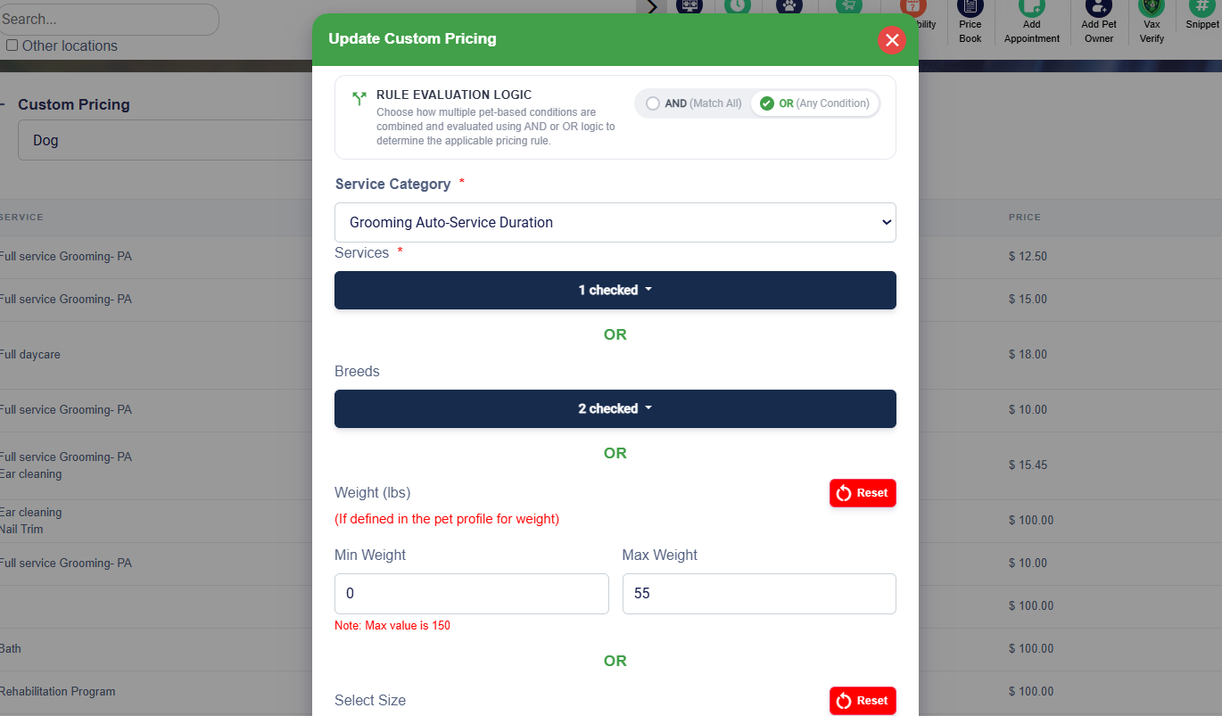 Custom Breed Pricing rule with OR logic