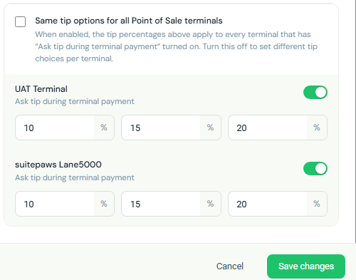 Manage Tips settings
